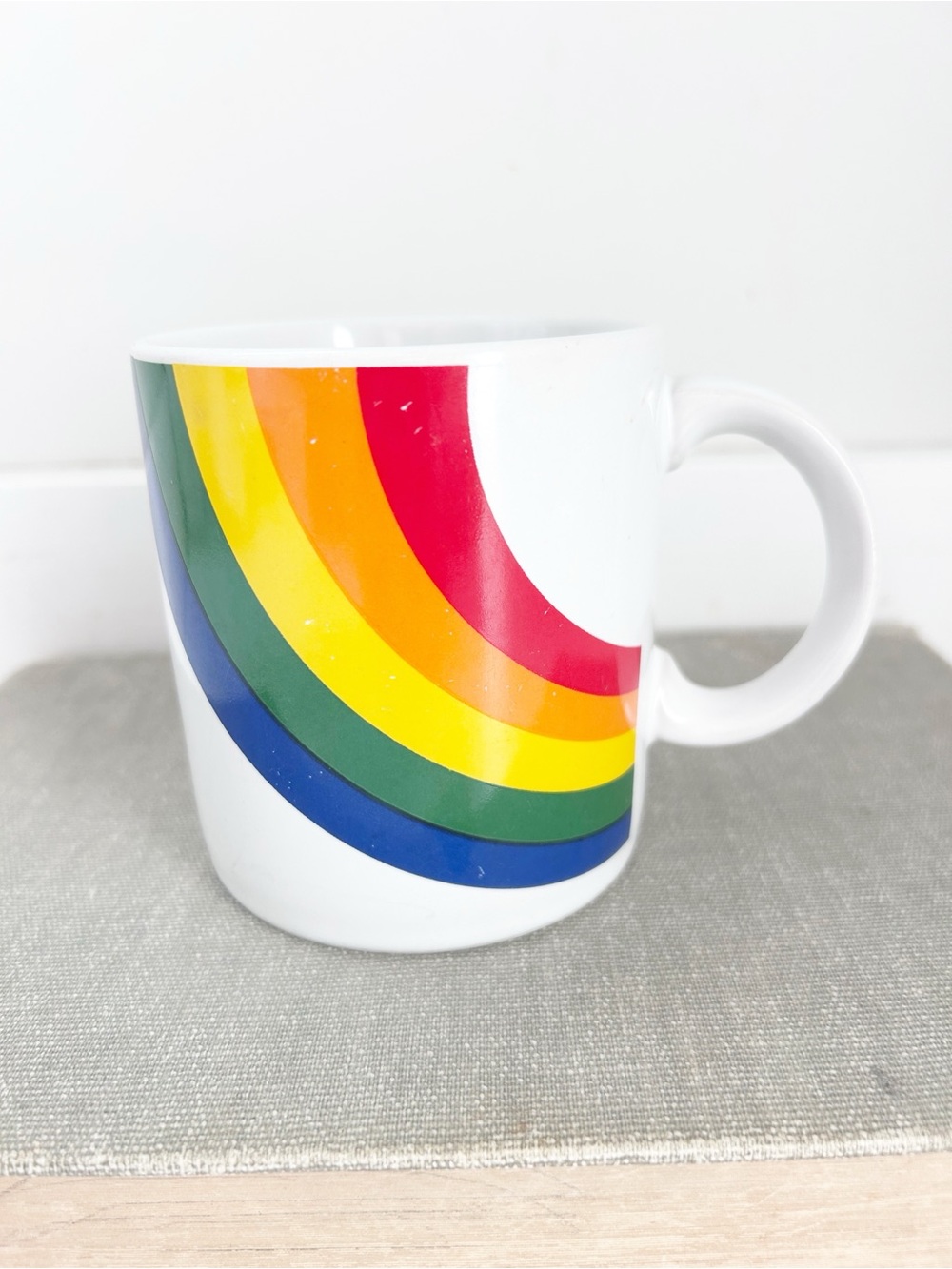Vintage F.T.D.A. 1984 Mug with Rainbow Stripes Collectible Fandom